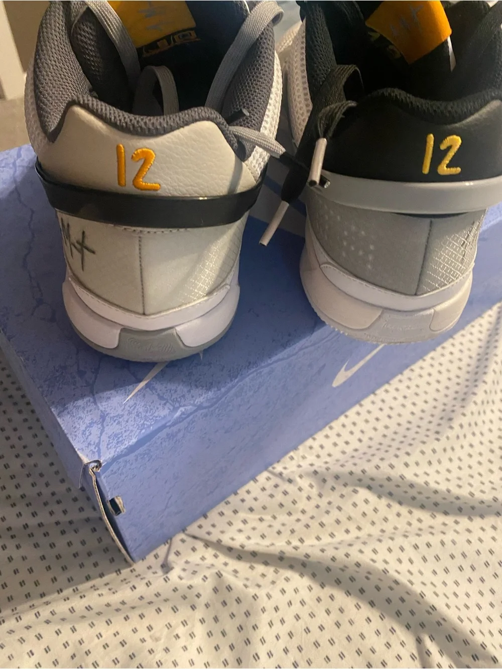 Ja 1’s “Wet Cement” Nike Men’s White, Black and Yellow Low-Top Basketball Shoes